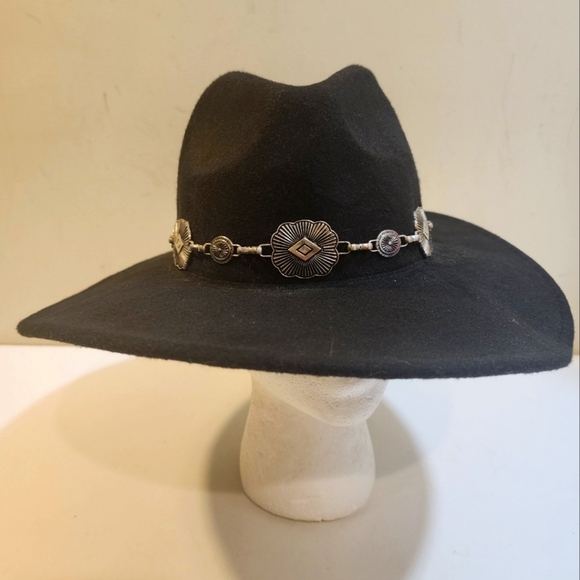 BLACK Western Fedora Hat - Picture 2 of 9